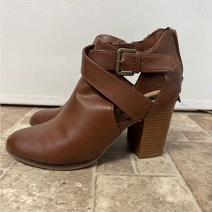Brown Block Heel Ankle Boots